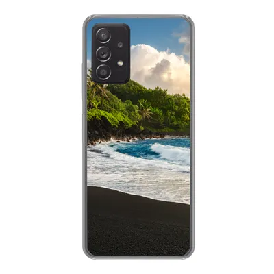 Produktbild von MuchoWow® Handyhülle Schutzhülle Hülle für Samsung galaxy a73 Ein schwarzer Sandstrand auf Hawaii Silikon Softcase Handy Hülle - Handyhülle