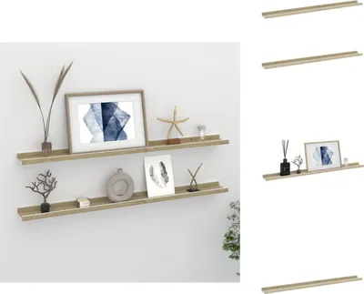 Produktbild von vidaXL Wandregale 2 Stk. Weiß und Sonoma-Eiche 100x9x3 cm -  Wandregale