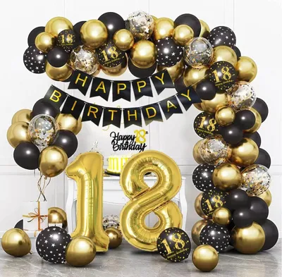 Imagen del producto de Kit de arco de globos para el cumpleaños número 18, color y dorado, 1 unidad, decoración para fiestas