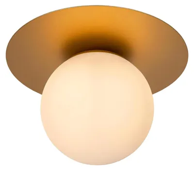 Imagen del producto de Lámpara de techo TRICIA, acabado dorado, blanco opal, 1xE27x15W, vidrio, dimensiones: 17,5x25x25cm, IP20, Lucide