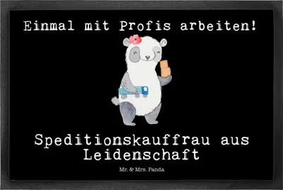 Produktbild von Mr. & Mrs. Panda Türvorleger Speditionskauffrau Leidenschaft 50 x 75 cm - Schwarz - Geschenk, Schmutzmatte, Bodenvorleger, Fußabtreter, fußmatte, Fußabstreifer