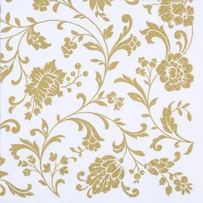 Produktbild von 20 Servietten Arabesque White gold-white - Blumenranken gold-weiß 33x33cm