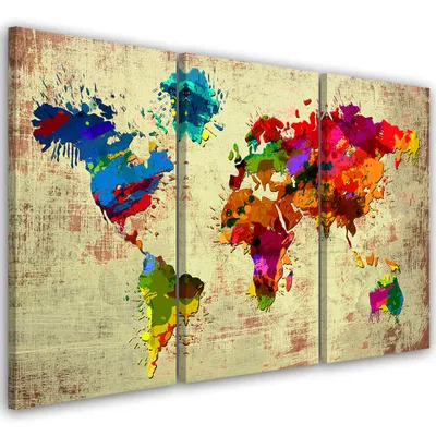 Produktbild von Triptychon auf leinwand abstraktionen - farbig 60x40 cm Feeby farbe wandbild bereit zum aufhängen