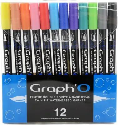 Immagine prodotto di Pennarelli per acquerello bifacciali GRAPH'O Brush & Fine, 12 pz