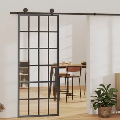 Zdjęcie produktu dla Vidaxl Schiebetür 76x205 cm ESG -Glas und Aluminiumschwarz