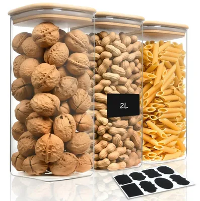Immagine prodotto di Set di 3 contenitori in vetro con coperchi, capacità 2000 ml
