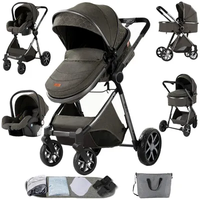 Productafbeelding van Kinderwagen 3-in-1 reissysteem met reiswieg en autostoel, lichtgewicht frame en opvouwbaar