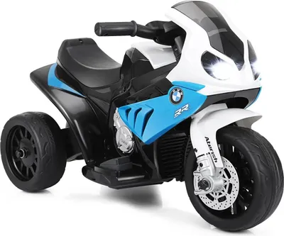 Zdjęcie produktu dla Elektryczny motocykl dla dzieci 6 V – trójkołowy motocykl do jazdy – muzyka i reflektory – prędkość do 3 km/h – tworzywo sztuczne – niebieski