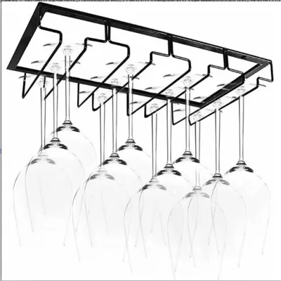 Produktbild von Weinglashalter Hängend, 4 Schienen, 40 x 22,5 x 5,5 cm, Eisen, Für Küchen, Bars Und Weinkeller