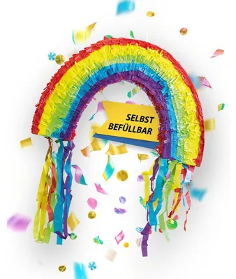 Produktbild von Regenbogen Pinata bunt 58 x37cm Kinder Partyspiel Schlag-Pinata Kindergeburtstag
