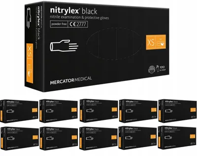 Produktbild von Nitrilhandschuhe 100 Stück / Schwarz / Größe: 6 - XS / Nitrylex Schwarz - 10 Stück.