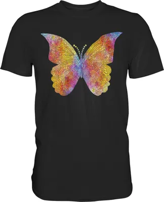 Produktbild von Farbenfroher Schmetterling T-Shirt – Black / S