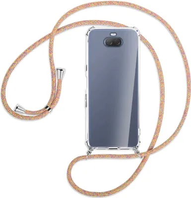 Produktbild von Handykette Backcover-Schutzhülle mit Band (Metall silberfarben) für Sony Xperia 10 - Rainbow