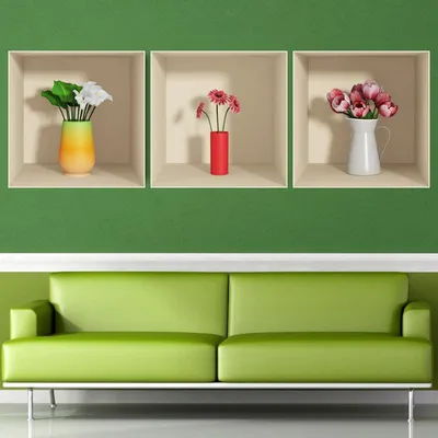Produktbild von 3D-Blumenaufkleber, weiß, rot und rosa, 40 x 120 cm