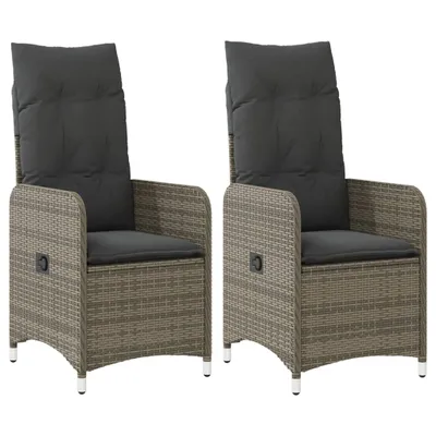 Produktbild von Gartensessel mit Kissen 2 Stk. Verstellbar Grau Poly Rattan