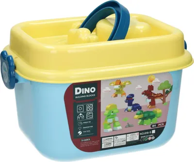 Immagine prodotto di Blocchi da costruzione Dino in scatola di cartone - 84 pezzi.