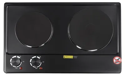 Image de Plaque de cuisson électrique, deux zones de cuisson, réglage simple de la température, noir, UE