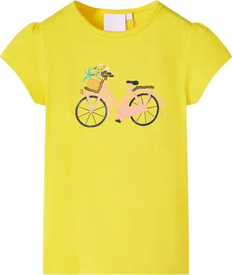 Produktbild von Kinder-T-Shirt Gelb Gr. 128 mit Fahrrad-Aufdruck