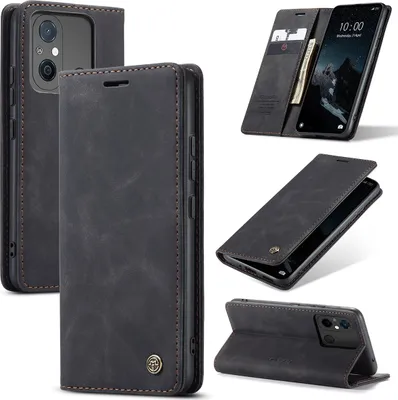 Image de Redmi 12C Housse, rétroPolyuréthaneétui en cuir avec fonction de support de protection pour Xiaomi Redmi 12C noir