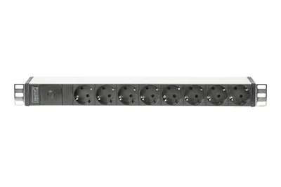 Productafbeelding van DIGITUS 19" Steckdosenleiste, 8-fach, 1 HE, schwarz / grau