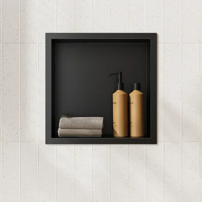 Produktbild von SONNI Duschnische 30x30x10cm schwarzes Unterputz-Nischenregal aus Edelstahl