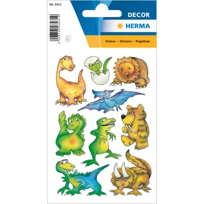 Immagine prodotto di Etichette decorative HERMA DECOR Dinos, 3 fogli autoadesivi, 8,4 x 12 cm