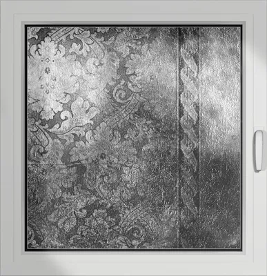 Produktbild von Wallario Lichtschutzbild, Dekorativer Sichtschutz Sonnenschutz 96 x 100 cm mit Motiv: Schnörkelmuster in grau - Verdunklung ohne Bohren