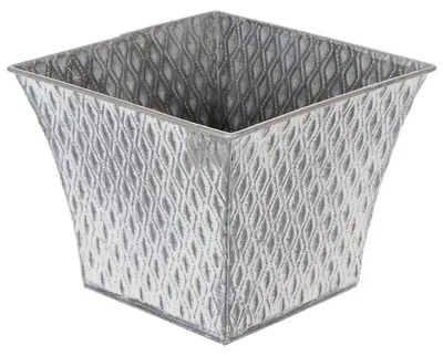 Produktbild von Zinktopf Rautenmuster Shabby-Chic Grau H15cm Dekoration