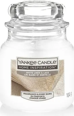 Produktbild von Yankee Candle Duftkerze Kleines Glas White Linen & Lace 104 g, weiß