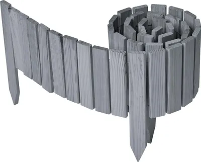 Produktbild von Garronda Beeteinfassung Holz Rollzaun Gartenzaun imprägniert Flexibler Rollborder Rasenkante  Länge: 200 cm (Grau, Höhe: 20 cm)