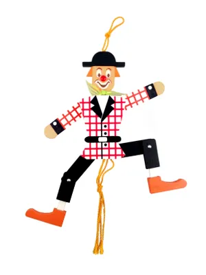 Produktbild von Holzspielzeug Hampelmann Clown bunt Höhe=26,5cm NEU