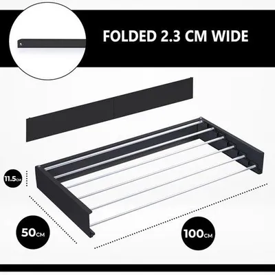 Produktbild von Famanu Wandtrockner – Praktisches, platzsparendes Trockengestell – Aluminium (Schwarz, 100 x 50 cm)
