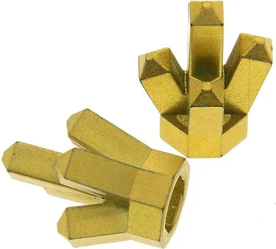 Produktbild von 2x Lego Kristall Stein 1x1x2 metallic gold Diamant 5 Spitzen 29377 30385 28623 52