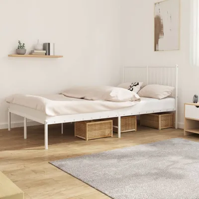 Image de Maison Exclusive - Cadre de lit avec tête de lit en métal blanc 120x190 cm