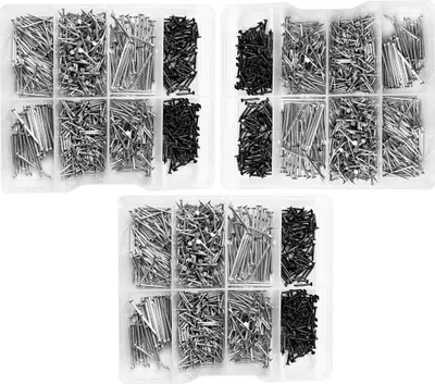 Produktbild von Set mit 3375 kleinen Nägeln in Plastiksortimentboxen (11-30 mm)