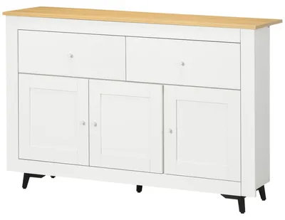 Produktbild von Sideboard mit 2 Schubladen, 3 Tš¹ren und verstellbarem Einlegeboden, Kš¹chenm?bel, 117 x 35 x 80 cm, wei?