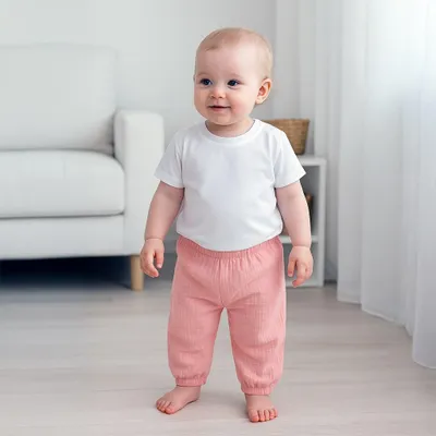 Produktbild von Baby-Baumwoll-T-Shirt und Musselin-Hose Set Neues Baby Kindergarten Rosa, Gr. 110 (4-5r)