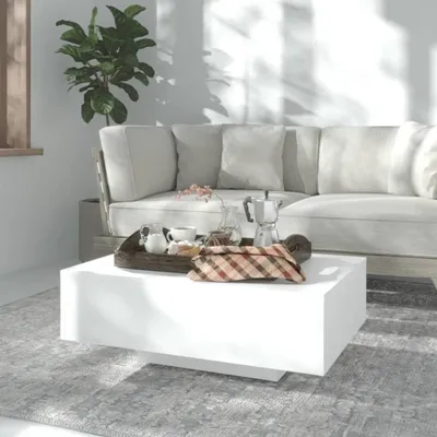 Productafbeelding van De Living Store salontafel, wit, 85x55x31 cm, gemaakt van houtvezel