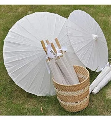 Image de Lot de 20 parapluies en papier blanc pour la décoration