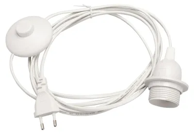 Produktbild von E27 Lampenfassung mit Fußschalter Netzkabel 3,5m Lampenaufhängung Sokel 350WS weiß