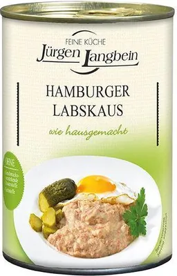 Produktbild von Jürgen Langbein Hamburger Labskaus  400 G Dose Tafelfertig Glutenfrei  Mit Spiegelei und Gewürzgurken servieren