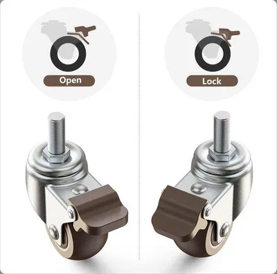 Produktbild von Famanu Möbelrollen M10, 4er Set mit 2 Bremsrollen und 2 Rollen ohne Bremse - 50 mm