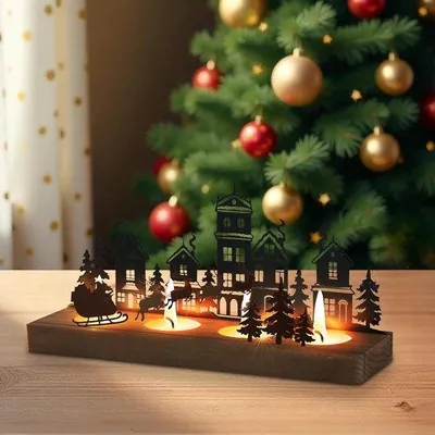 Productafbeelding van Adventskrans met kaarshouder voor theelichthouders van 3,8 cm - zwart