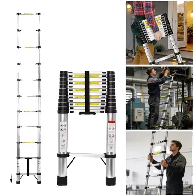 Zdjęcie produktu dla Drabina teleskopowa, kompaktowa konstrukcja, nośność 150 kg, 3,8 m