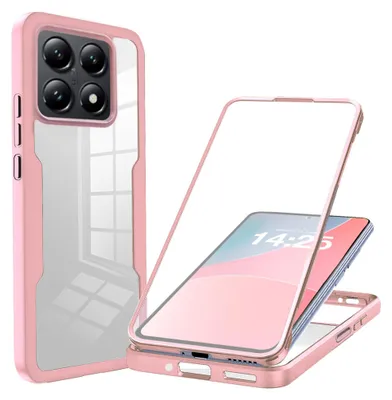 Produktbild von 360 Grad Rundum Schutz Handyhülle für Xiaomi 14T Pro Full Cover Vollschutz Case Farbe: Rose