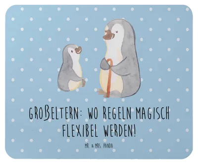 Produktbild von Mr. & Mrs. Panda Mauspad Großeltern Magie - Blau Pastell - Geschenk, Weisheit, Enkelkinder, Geschenke, Generationen, Geburtstage, notebook, laptop, Flexibilität, Mousepad