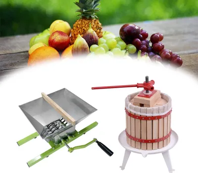 Obrázok produktu pre UISEBRT 12L lis na ovocie Extraktor šťavy Lis na ovocie Lis na víno Lis na kašu + 7L drvič ovocia Mlyn na ovocie pre jablká