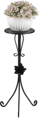 Zdjęcie produktu dla Metalowy kwietnik z ozdobną różą 75 cm czarny