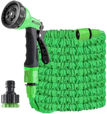 Produktbild von Gartenschlauch 15 m, flexibel, 8 Funktionen Sprühdüse, 1/2 und 3/4 Zoll, für Garten