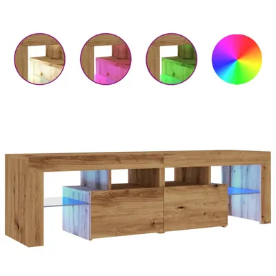 Zdjęcie produktu dla Szafka pod TV z oświetleniem LED, dąb artisan, 140x36,5x40 cm